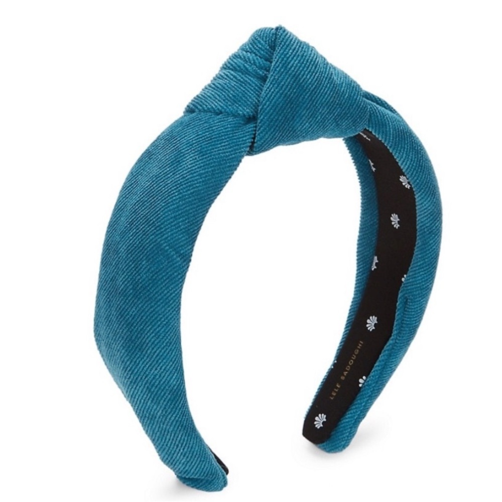 EUC Lele Sadoughi Blue Corduroy Knotte Headband